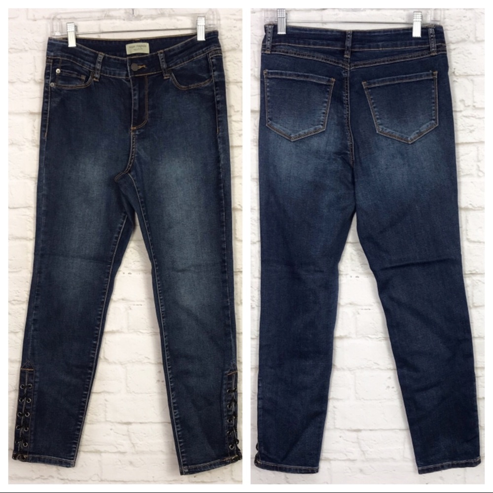 Sugar Magnolia Laced Crop Skinny Stretch Jeans 6